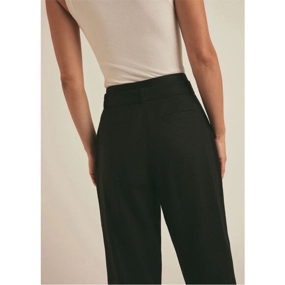 Favorite Daughter The Bea Pant Linen Blend Ankle Straight Trouser Black Size 6 - Picture 3 of 11